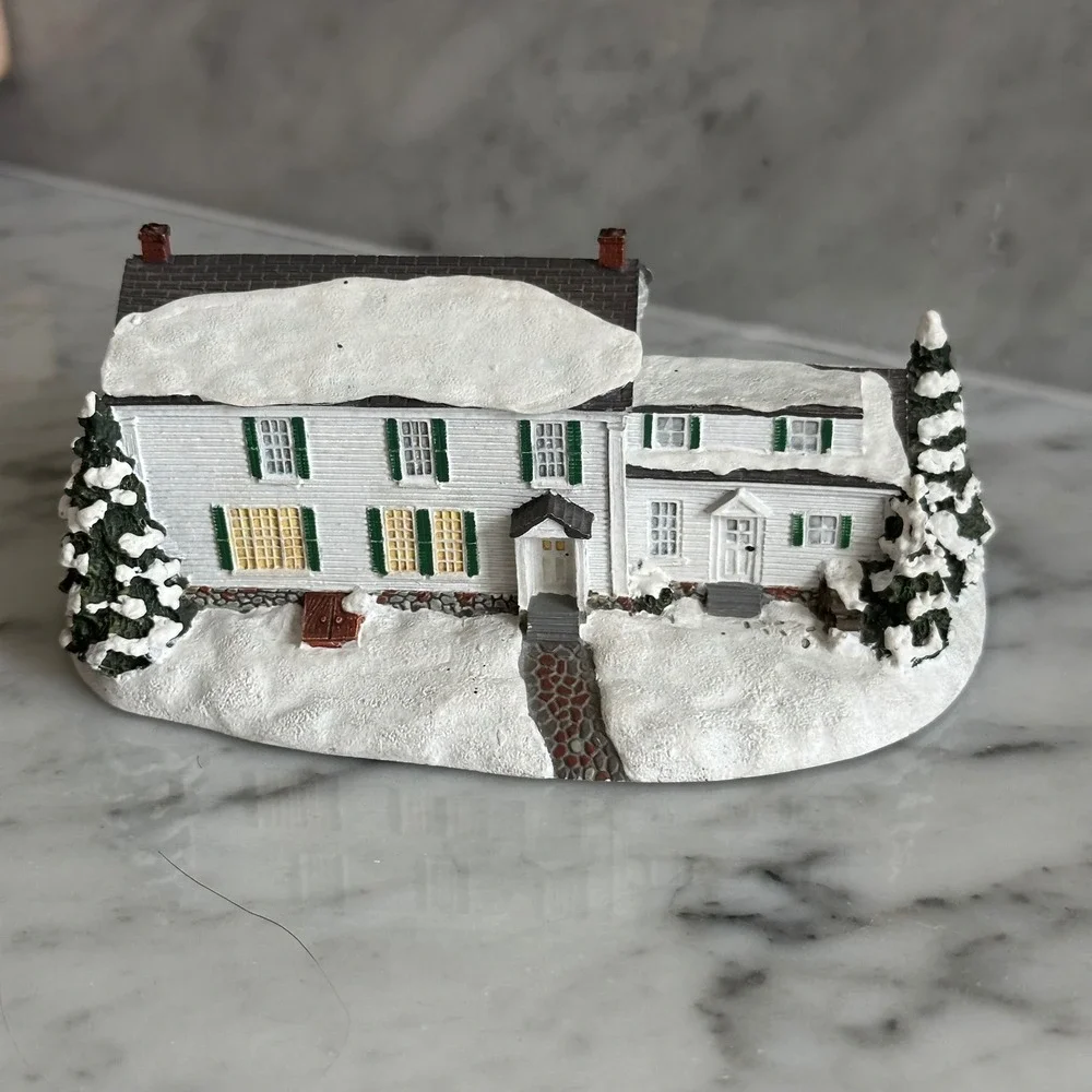 Vintage Hawthorne Norman Rockwell Bringing Home the Tree Christmas House B3358
